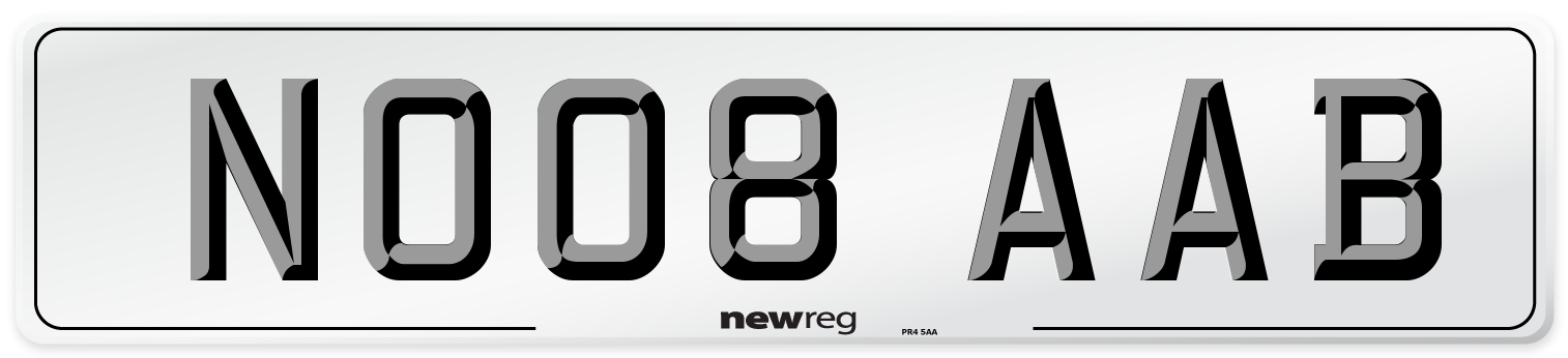 NO08 AAB Number Plate from New Reg